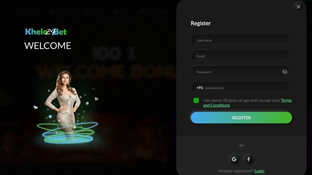Khelo24Bet Register Process